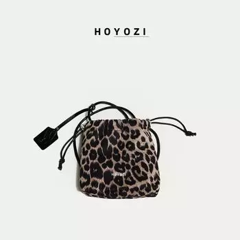 Hoyozi Leopard Print Drawstring Women s Small Youjia Bag Apricot [In Stock]]
