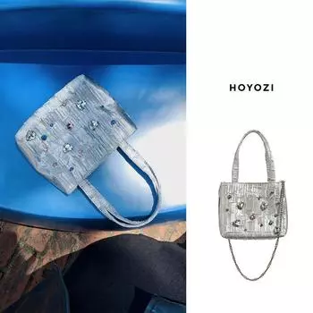 Hoyozi Сумка Xiaoyoujia в новом китайском стиле с заклепками из страз Silver [In Stock]]