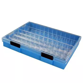 Hozan B-50-EG Small Box Parts Case, 90°/180°, 2 Stage Opening and Closing Lid, Up to 96 Booths, Curved Inner Box