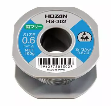 HOZAN solder solder solder Wire diameter Weight 100g Lead-free Lead-free Sn-3Ag-0.5Cu Lead-free 0.6mm HS-302