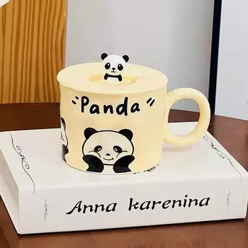 Хозяйственные кружки для девочек с привлекательным внешним видом, высокая термостойкость, мультяшная милая кружка, подарочный набор, керамическая кружка с крышкой 340L