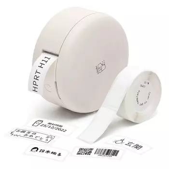 HPRT H11 Label Writer Термопринтер этикеток с этикеточной бумагой Термопринтер Портативный Маленький Мини Компактный Беспроводной Мобильный Этикетировщик Белый 1 Рулон (Выкл. +