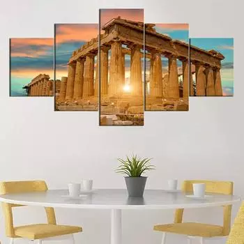 Храм на Афинском Акрополе, Греция, картина, 5 шт., холст, современная живопись, настенное искусство, домашний декор для гостиной, фотографии HD 20x35cm*2 20x45cm*2 20x55cm*1