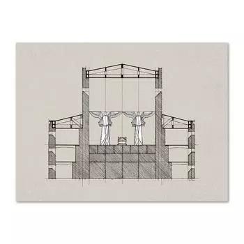 Храм Соломона печатает настенное искусство Святая Святых Гора Сион Город Давида Библия Холст Картина Херивум Ковчег Завета Эскизы 21x30cm No Frame