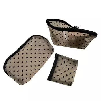 Хранение косметики Косметическая ручка с вышивкой Аксессуар Quick Mesh Инструмент для макияжа Дорожное хранение 3 размера Набор Чехол, Чехол, Сумка, Мешочек, Сердце, Хранение,