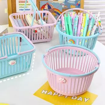 Хранение Круглый/квадратный прочный компактный органайзер для хранения мелочей Органайзер для хранения Square розовый