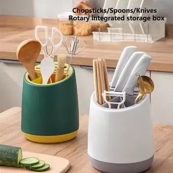 Хранение мощной нагрузки, полезный вращающийся на 360 градусов держатель для хранения резаков, утолщенная стойка для столовых приборов, полка для резаков белый