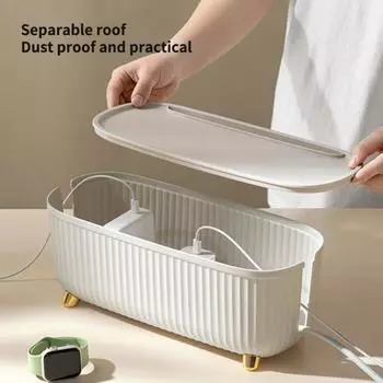 Хранение прочных полезных пыленепроницаемых сверхбольших розеток-органайзеров Коробка для укладки кабелей бежевый