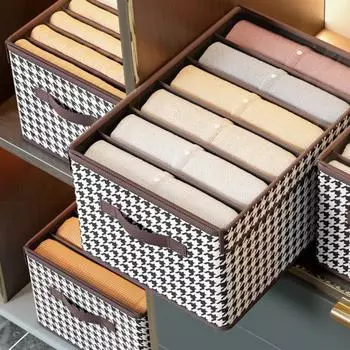 Хранение Широкое использование Функциональный складной ящик Разделитель ткани Контейнер Корзина для шкафа 6 черный белый