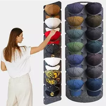 Хранение шляп с помощью этой складной витрины для бейсболок с карманами размером 7/14