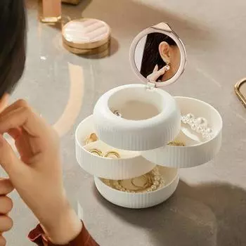 Хранение ювелирных изделий Большая вместимость Практичный, удобный для переноски 4-слойный вращающийся дорожный лоток для ювелирных изделий Чехол для ювелирных изделий