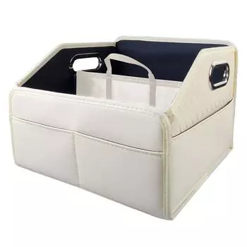 Хранение в багажнике автомобиля, кожаный органайзер для багажника автомобиля, складное хранилище для грузов автомобиля, многосекционный ящик для хранения для кемпинга в автомобиле бежевый