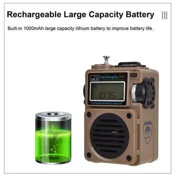 HRD-700 AM FM-радио Музыкальный плеер Портативный FM/SW/MW/WB полнодиапазонный цифровой радиоприемник с аккумулятором BT
