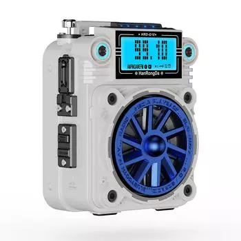 HRDG18 Цветной многофункциональный BT-динамик со светодиодной подсветкой, 9 уровней скорости вращения серый