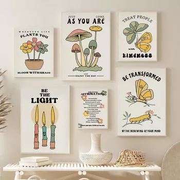 Христианская цитата настенное искусство ретро цветочный принт розовый вдохновляющая эстетическая бабочка холст картина детская комната домашний декор картинки 21x30cm No Framed