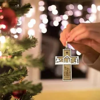 Христианские рождественские украшения Деревянная рождественская елка Религиозные украшения Верные библейские стихи украшения A
