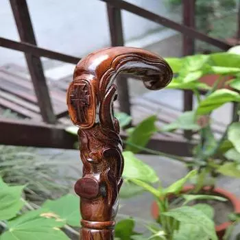 Христианский крест, деревянная трость ручной работы, деревянная резная трость с изогнутой ручкой, трость паломника, удобная поддержка для мужчин и женщин