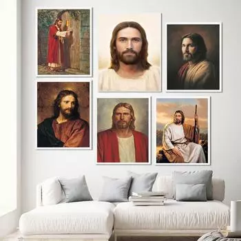 Христос Религиозные Веры Серия Иисус Холст Картина Плакат Принт Настенные Художественные Фотографии Для Комнаты Церковь Украшения Дома Винтаж 21x30cm No Framed