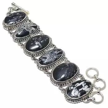 Хризантема (Цветочный камень) Браслет из серебра 925 пробы с драгоценными камнями 7-8 дюймов JCB353-129