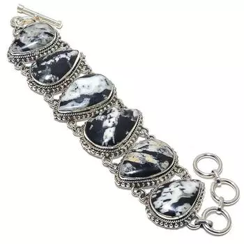 Хризантема (Цветочный камень) Браслет из серебра 925 пробы с драгоценными камнями 7-8 дюймов JCB353-105