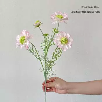 Хризантема на одном стебле с 5 флокированными головками с зеленым центром для самостоятельного составления цветочных композиций