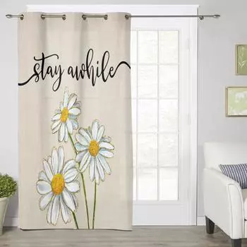 Хризантемы с цветочным рисунком в клетку, современные оконные шторы для гостиной, спальни, кухонные шторы, шторы 135W x 60H(cm) x1