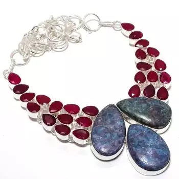 Хризоколла, рубиновый драгоценный камень, ожерелье из стерлингового серебра 925 пробы, 18 дюймов, MQ-1228 18 красный