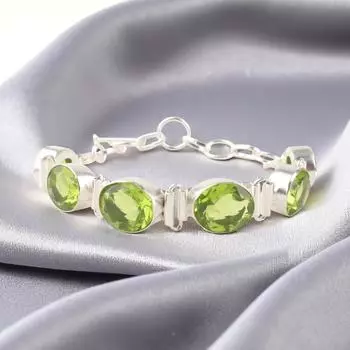 Хризолит Драгоценный Камень 925 Стерлинговое Серебро Ювелирные Изделия Ручной Работы Браслет 8 Подарок Для Женщин RB-4-2