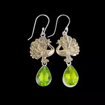 Хризолит Драгоценный Камень 925 Стерлинговое Серебро Подарок Ювелирные Изделия Ручной Работы Женские Серьги 2.20 EE-44-4