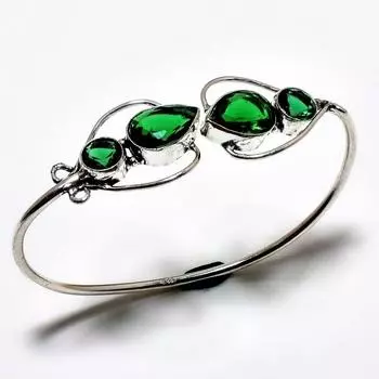 Хром-диопсид драгоценный камень 925 посеребренный ювелирный браслет ручной работы ювелирный браслет-манжета