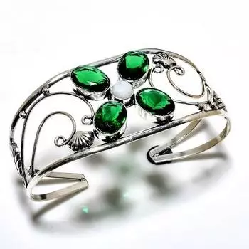 Хром-диопсид драгоценный камень 925 посеребренный ювелирный браслет ручной работы ювелирный браслет-манжета