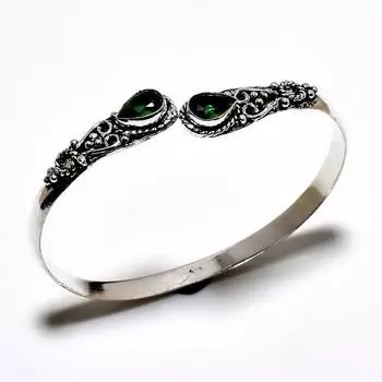 Хром-диопсид драгоценный камень 925 посеребренный ювелирный браслет ручной работы ювелирный браслет-манжета