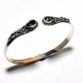 Хром-диопсид драгоценный камень 925 посеребренный ювелирный браслет ручной работы ювелирный браслет-манжета