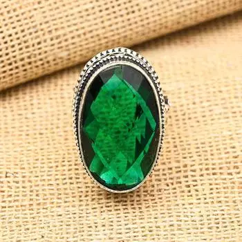 Хром-диопсид-драгоценный камень из стерлингового серебра 925 пробы, красивое ювелирное кольцо ручной работы 4 зелёный