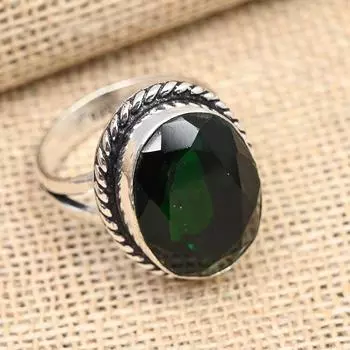 Хром-диопсид-драгоценный камень из стерлингового серебра 925 пробы, свадебное ювелирное кольцо ручной работы 4 зелёный