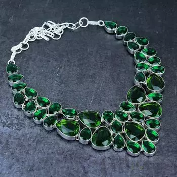 Хром диопсид драгоценный камень ручная работа 925 стерлингового серебра ювелирные изделия ожерелье 18 d9k26