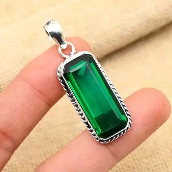 Хром-диопсид драгоценный камень ручной работы ювелирные изделия из стерлингового серебра 925 пробы прекрасный кулон для женщин 2 Inches зелёный