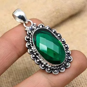 Хром-диопсид драгоценный камень ручной работы ювелирные изделия из стерлингового серебра 925 пробы для женщин 1.81 Inches зелёный
