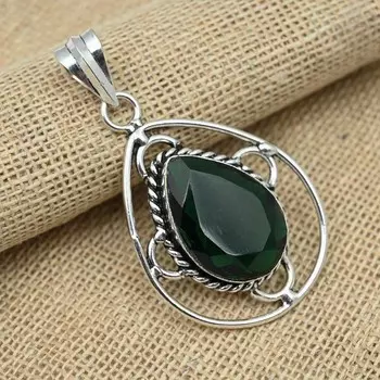 Хром-диопсид драгоценный камень стерлингового серебра 925 пробы ювелирные изделия ручной работы дизайнерская подвеска для нее 2.16 Inches зелёный