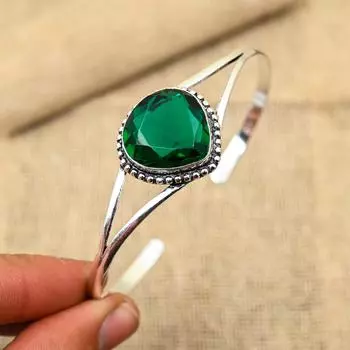 Хром-диопсид, драгоценный камень, ювелирные изделия ручной работы, ювелирные изделия из стерлингового серебра 925 пробы, манжеты для нее Adjustable зелёный