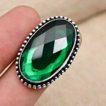 Хром-диопсидовый драгоценный камень ручной работы стерлингового серебра 925 пробы ювелирные изделия ручной работы модное кольцо 4 зелёный