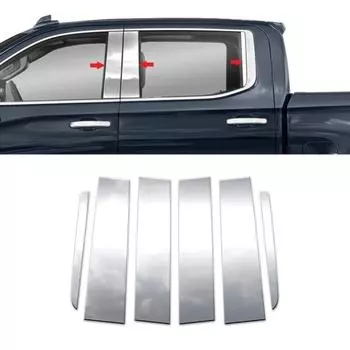 Хром для Chevrolet Silverado 1500 Crew Cab Double Cab 2019-2024 стойки стойки автомобиля Обшивка окна автомобиля наклейки на колонку BC