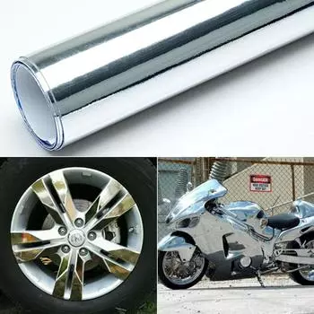 Хром Серебристый Цвет Металлик Зеркальный Глянцевый Винил Автомобильная Обертка Наклейки Глянцевые Пленки Листы Наклейки На Корпус Мотоцикла 20cm x 152cm