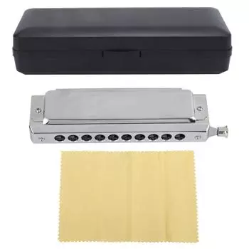 Хроматическая губная гармошка 10 отверстий 40 тонов 2?Двусторонняя полифоническая игровая губная гармошка, серебро