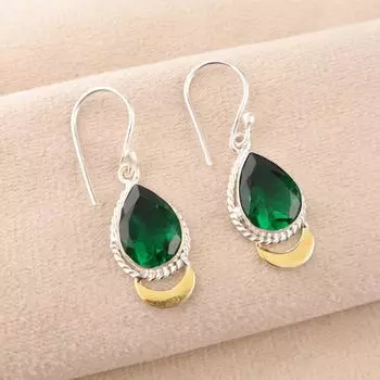 Хромдиопсид Драгоценный камень 925 Проба Серебро Ювелирные изделия Ручной работы Много Серьги 1.5 EE-162-8