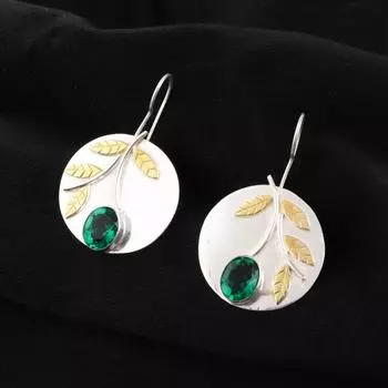 Хромдиопсид Драгоценный камень 925 Стерлинговое серебро Ювелирные изделия Ручной работы Серьги 1,73 EE-176-12