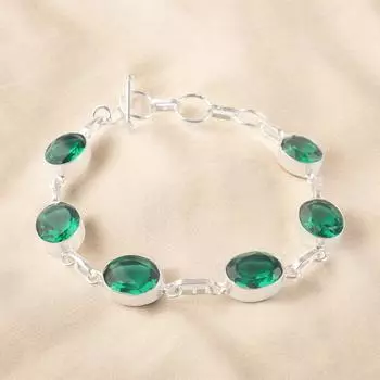 Хромдиопсид Драгоценный камень 925 Стерлинговое серебро Ювелирные изделия Ручной работы Свадебный браслет 9 RB-5-2