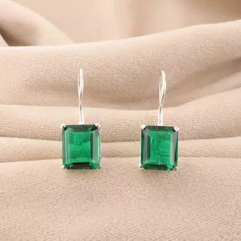 Хромдиопсид Драгоценный камень 925 Стерлинговое серебро Ювелирные изделия Серьги 1,06 Для подарка EE-167-3