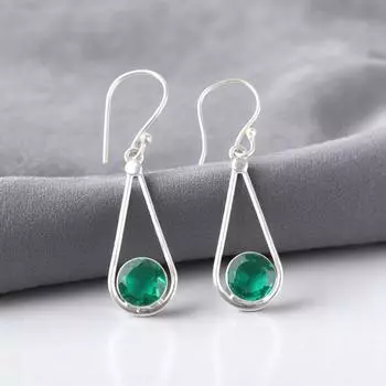 Хромдиопсид Драгоценный камень 925 Стерлинговое серебро Ручная работа Серьги-капли/подвески 1,76 EE-126-6