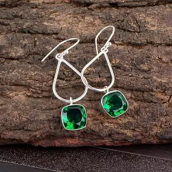 Хромдиопсид Драгоценный камень 925 Стерлинговое серебро Ручная работа Серьги-капли/подвески 1,90 EE-7-1